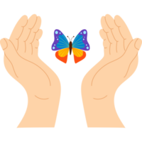 Zero Discrimination Day. Hands with Butterfly in middle png