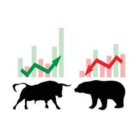 bull and bear stock chart illustration vector