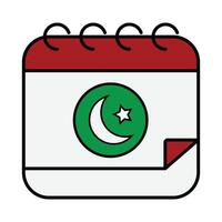 Calendar Icon with Crescent and Star Symbol vector