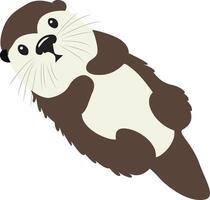 Cute Cartoon Sea Otter Floating Back vector