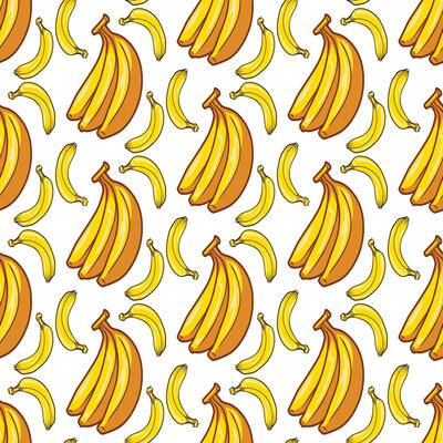 Kawaii Banana Smile Cute Seamless Fruit Pattern