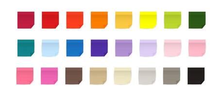 Big set of square self adhesive stickers. Colored sticky note with shadows. Isolated realistic illustration on white background vector