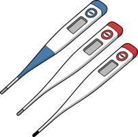 Different Types of Thermometers in Blue, Red, and Gray color vector