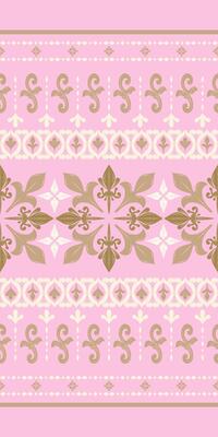 Delicate scroll ornament neat embroidery of gold's shades and ivory on blush pink background pattern. Luxury Seamless Design for elegant branding things. Exquisitely of Regency Era Traditional Florals