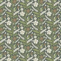 vintage floral seamless pattern with decorative botanical motifs for print on demand fabric vector