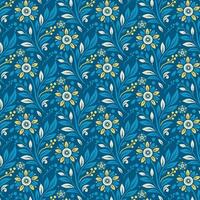 seamless digital print floral design with intricate botanical details for wallpaper and fabric vector