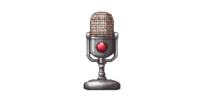 Vintage microphone with mesh top and red button isolated on transparent background png