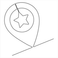 Star and location editable single line continuous one line art design illustration vector