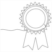 Single continuous line drawing of award badge line art design illustration vector