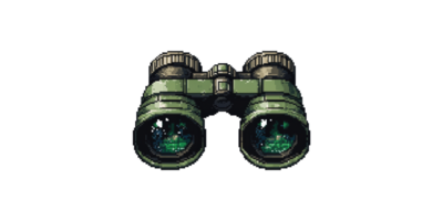Green military binoculars pixel art style isolated on transparent background png