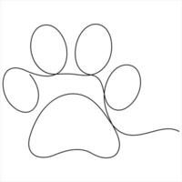 Pet Paw Prints oneline single continuous line vector