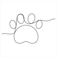 One Line Paw Print drawing of continuous single line art vector