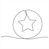 One Line Star Drawing continuous single line art vector