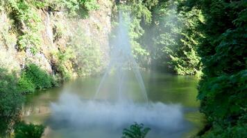 Beautiful summer view of Sunken Garden at Butchart Gardens on Vancouver Island, British Columbia, Canada, in horizontal format video