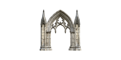 Gothic arch structure with ornate details isolated on transparent background png