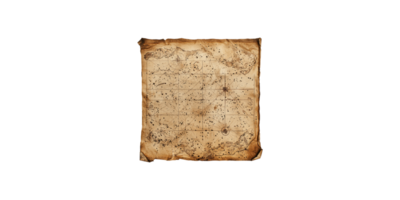 Ancient treasure map with nautical symbols isolated on transparent background png