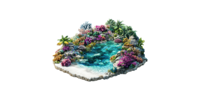 Tropical coral reef with clear lagoon isolated on transparent background png
