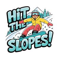 Hit the Slopes T Shirt Design An Ice Skater vector
