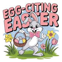 Egg-citing Easter T Shirt Design A Rabbit with Eggs vector