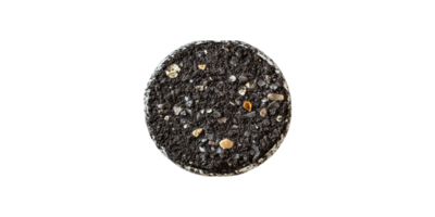 Round soil sample with pebbles isolated on transparent background png