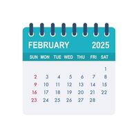 February 2025 Calendar Page Showing Days and Dates vector
