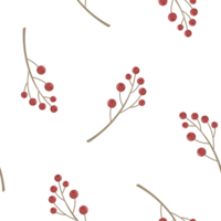 Seamless botanical pattern with ashberry branches. Hand drawn flat Rowan berries. Minimalist autumn background. Fall print for fabric, textile, wallpaper, packaging. png