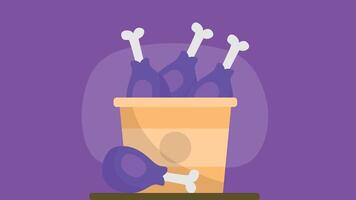 An illustration of a bucket filled with golden-brown, crispy chicken drumsticks. The drumsticks are stacked neatly inside the bucket vector
