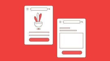 mobile screen duo tone with user interface prototype flat design vector