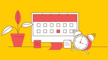 An illustration showing calendar and alarm symbols, representing the concept of time management vector