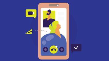 An illustration of a chat between two callers on mobile devices vector