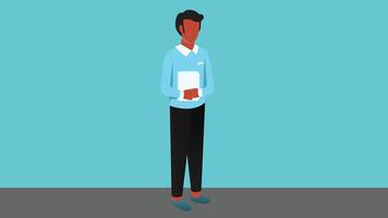 An illustration of a candidate holding their CV in an isolated character design vector