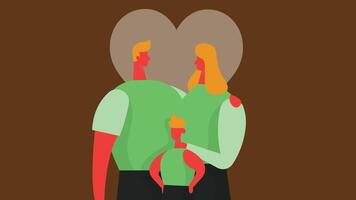 An illustration of a family together with a heart shape in the background. The family members, such as parents and children, are depicted standing or sitting together in a loving and warm pose vector