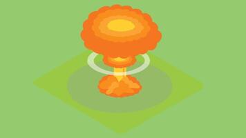 nuclear explosion isometric isolated design vector