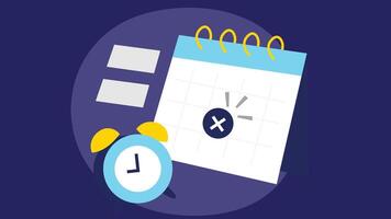 The calendar icon shows days, weeks, or months, while the alarm symbol, often resembling a clock or bell, signifies the importance of setting reminders vector
