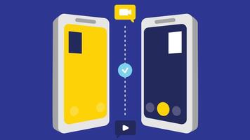 An illustration of a mobile device in a flat design style, showcasing both the front and back views vector