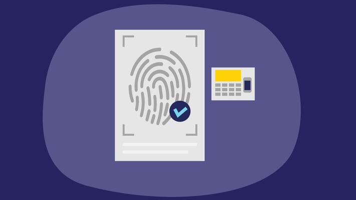 Lock with fingerprint feature on a mobile screen flat