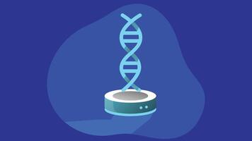 An illustration of a DNA composition model, depicted in an isolated design. The DNA helix is shown as a double-helix structure vector