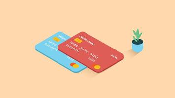 An illustration of credit and debit cards representing payment methods and online transactions vector