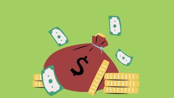 An illustration of money banknotes and coins in an isolated design. The banknotes are arranged neatly vector