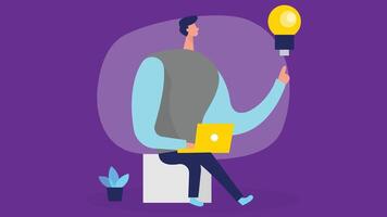 illustration of idea generation, featuring a glowing light bulb symbolizing creativity vector