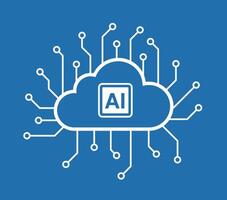 A cloud with a lot of wires coming out of it and the word AI on it vector