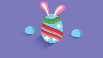 An illustration of an Easter egg with rabbit ears on it, symbolizing the Easter festival. The egg is decorated in bright, festive colors with intricate patterns or designs vector