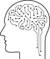A brain with a lot of wires coming out of it vector