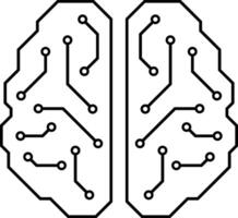 The image is of a brain with a lot of wires and circuits vector