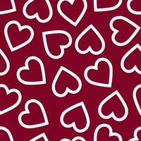 pattern with white hearts on red background.Valentines day vector