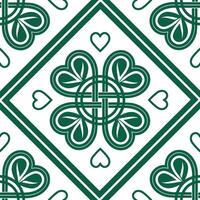 Four-leaf clover and traditional Celtic weaving pattern vector