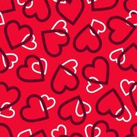 pattern with hearts on red background. Valentines day vector