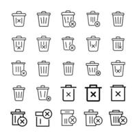 Flat delete icon set vector