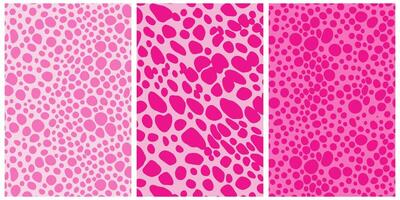 Animal skin seamless patterns. Bright pink spots. Abstract wild texture for fashion, textile, wallpaper, and design projects. Modern and bold decorative background. vector