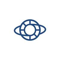 sputtered galaxy planet line logo concept editable and color be change vector